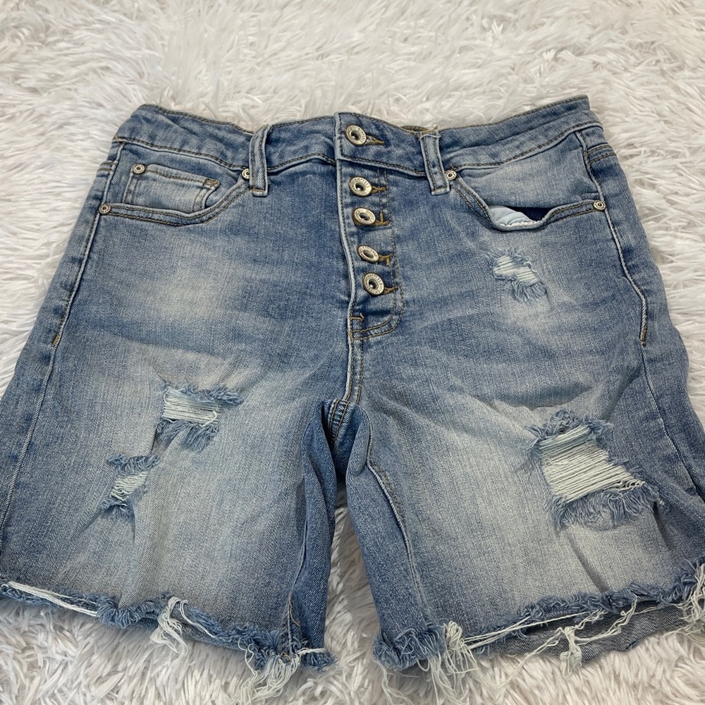 SPECIAL A Distressed Denim Women Shorts SIZE M BUTTON FLY